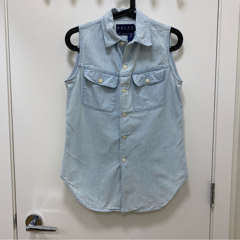 Ralph Lauren, sleeveless denim blouse, size 4